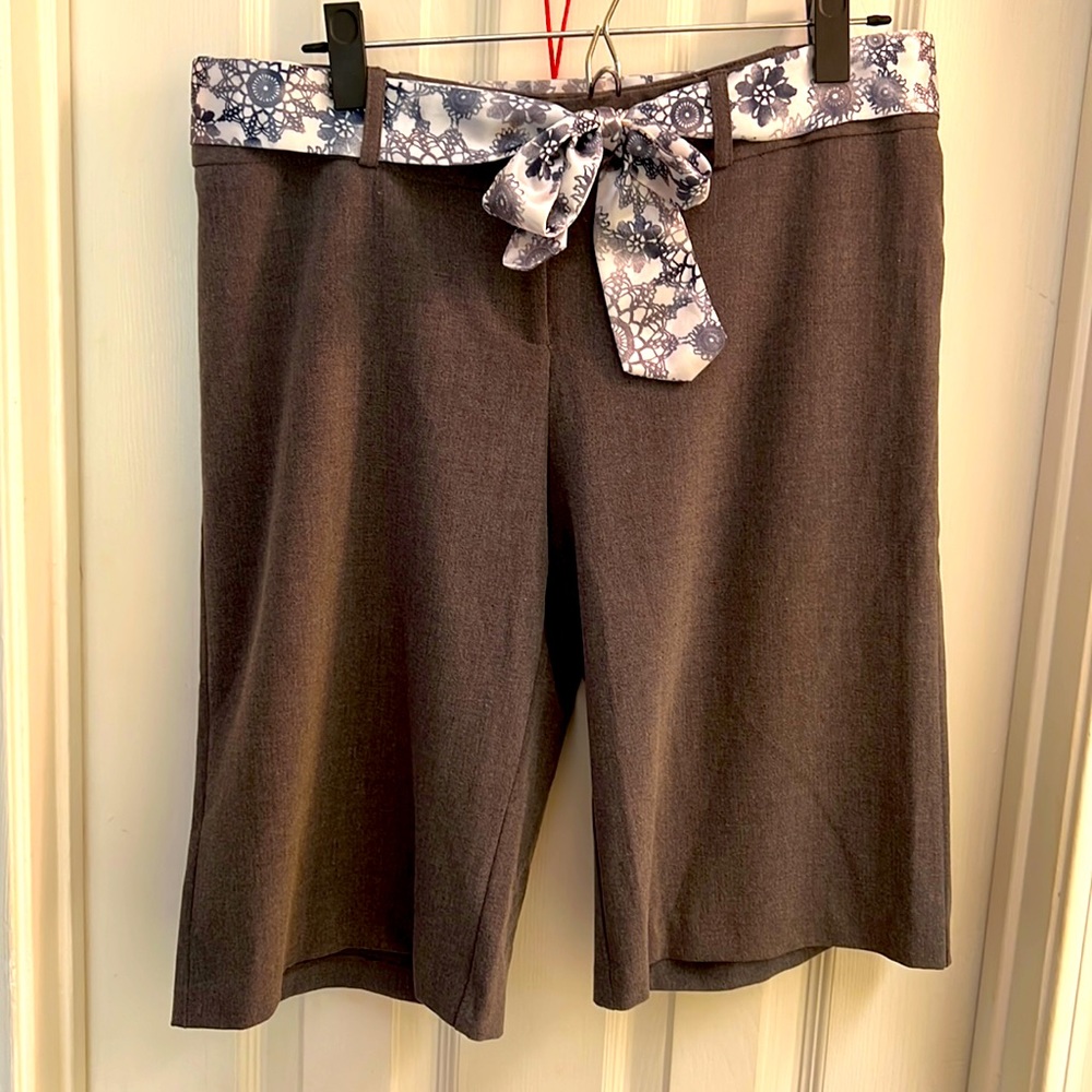 Grey long shorts with sash belt